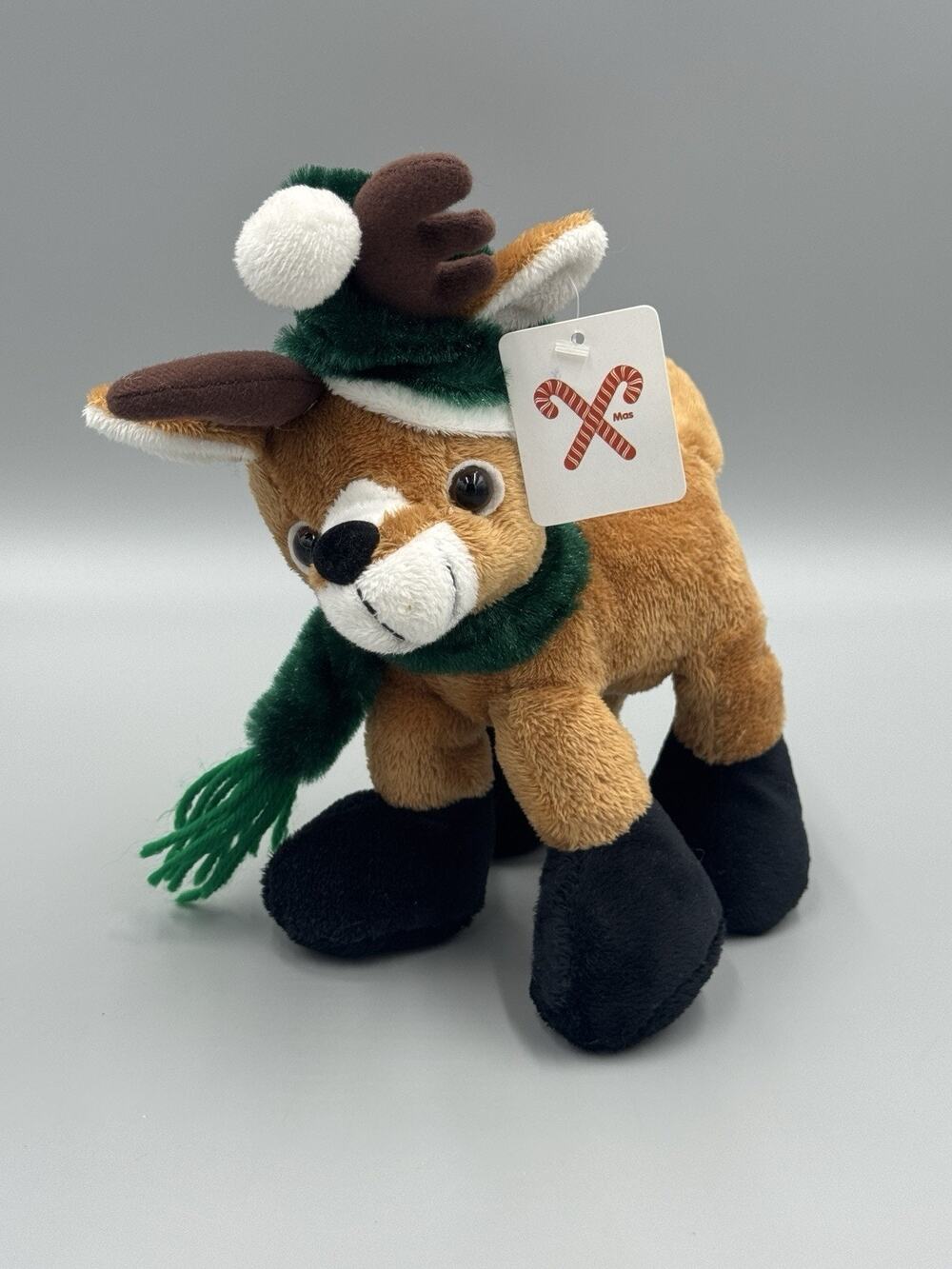 Calplush Christmas Friends Beanie Plush Reindeer In Hat Scarf 7” Stuffed Toy